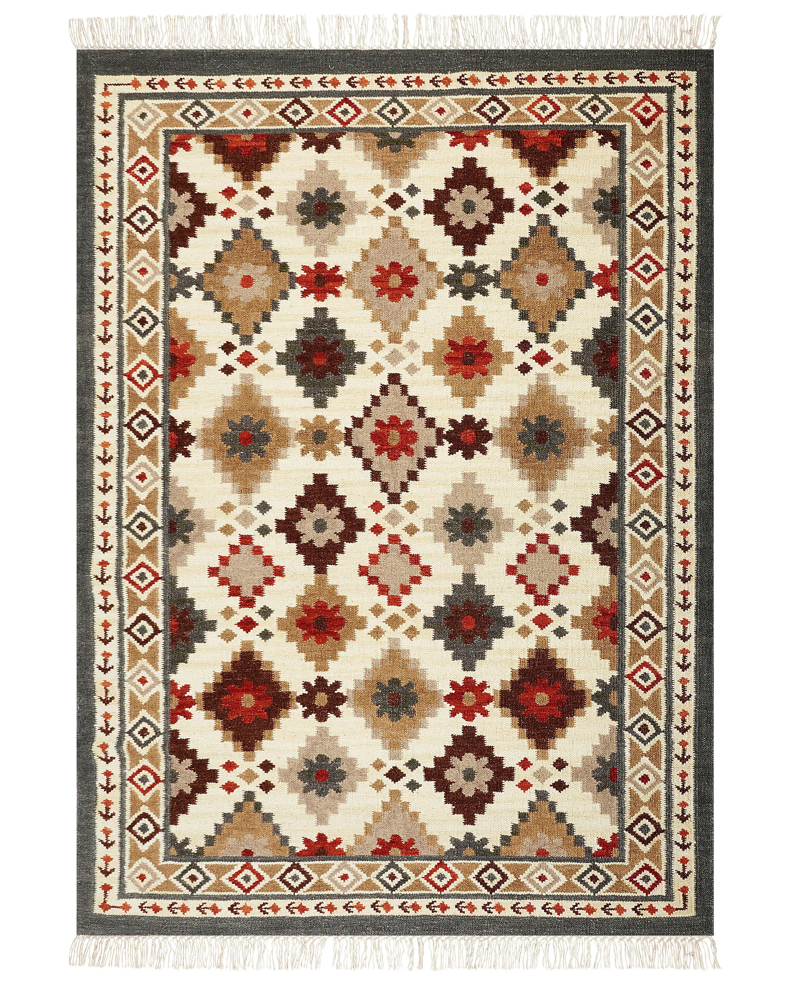 Rug GHUKASAVAN Multicolour 140 x 200 cm Wool Kilim