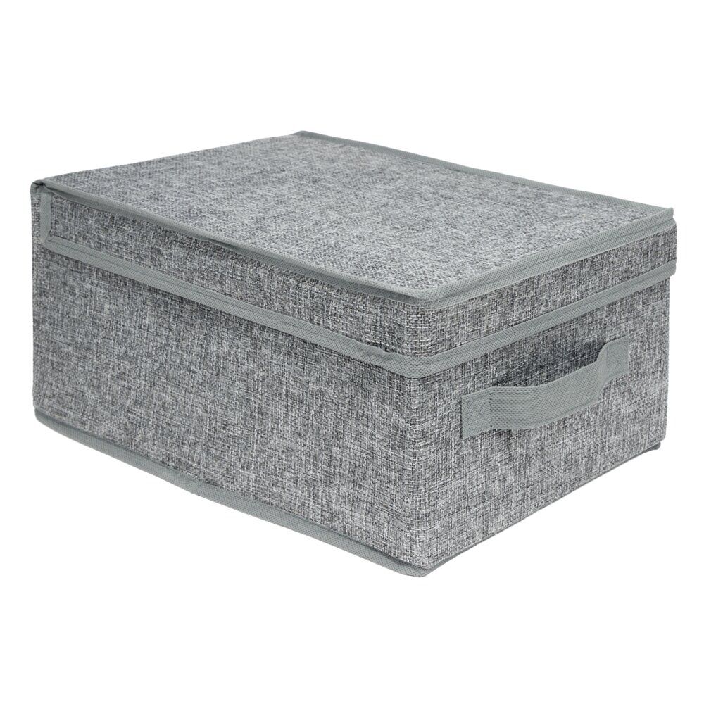 BoÎte de rangement tissu tissé avec couvercle 37x25xH16cm (2 modèles)