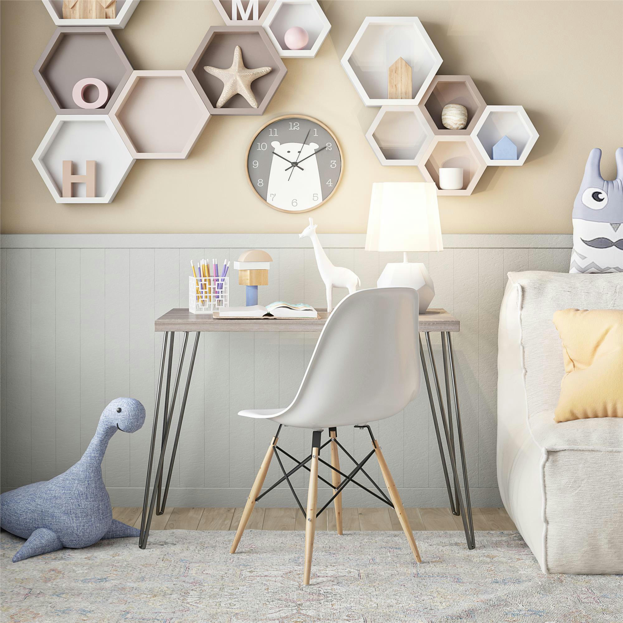 OWEN - Bureau d'ordinateur en panneaux de particules stratifiés chêne