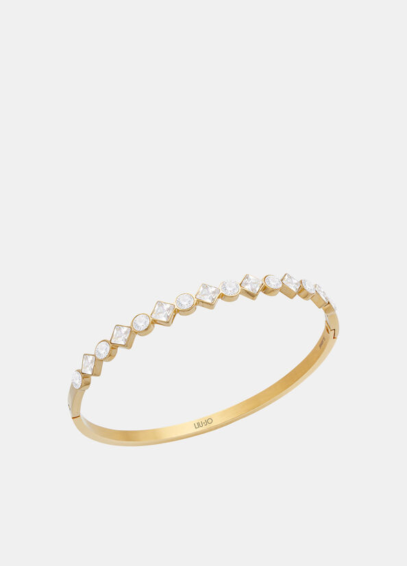 Bracciale rigido con cristalli di vetro