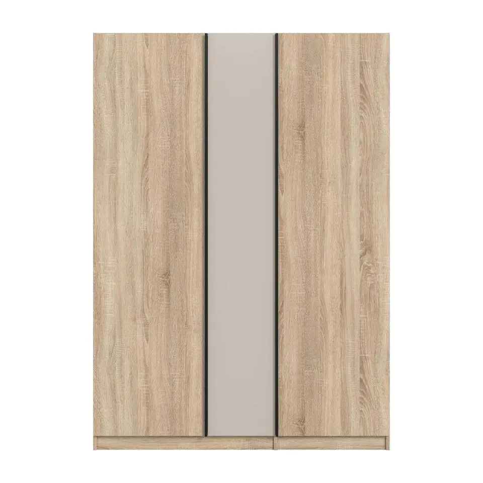 Hioshop Oakland kledingkast 3 deuren eik decor- kashmir decor