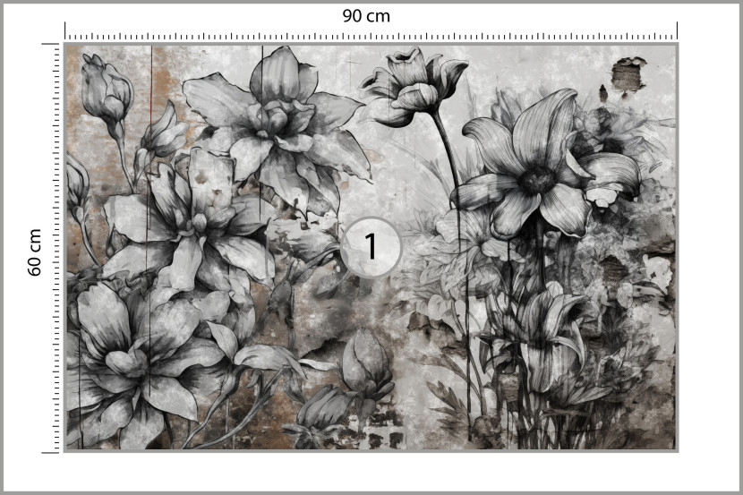 Fototapeta Szare kwiaty na betonowym tle 90x60cm