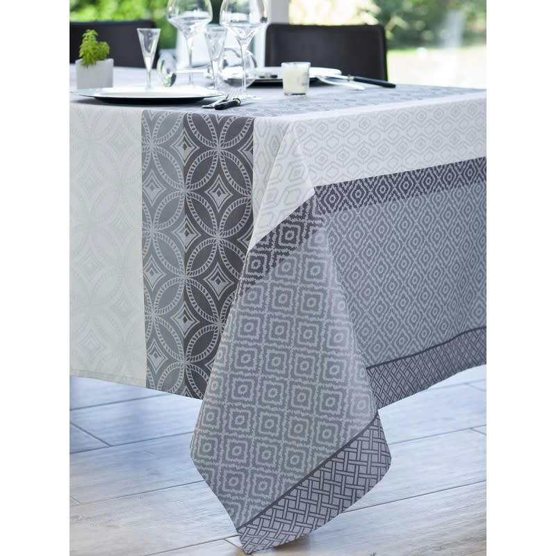 GALLY - Nappe jacquard enduit acrylique gris 160x300 cm
