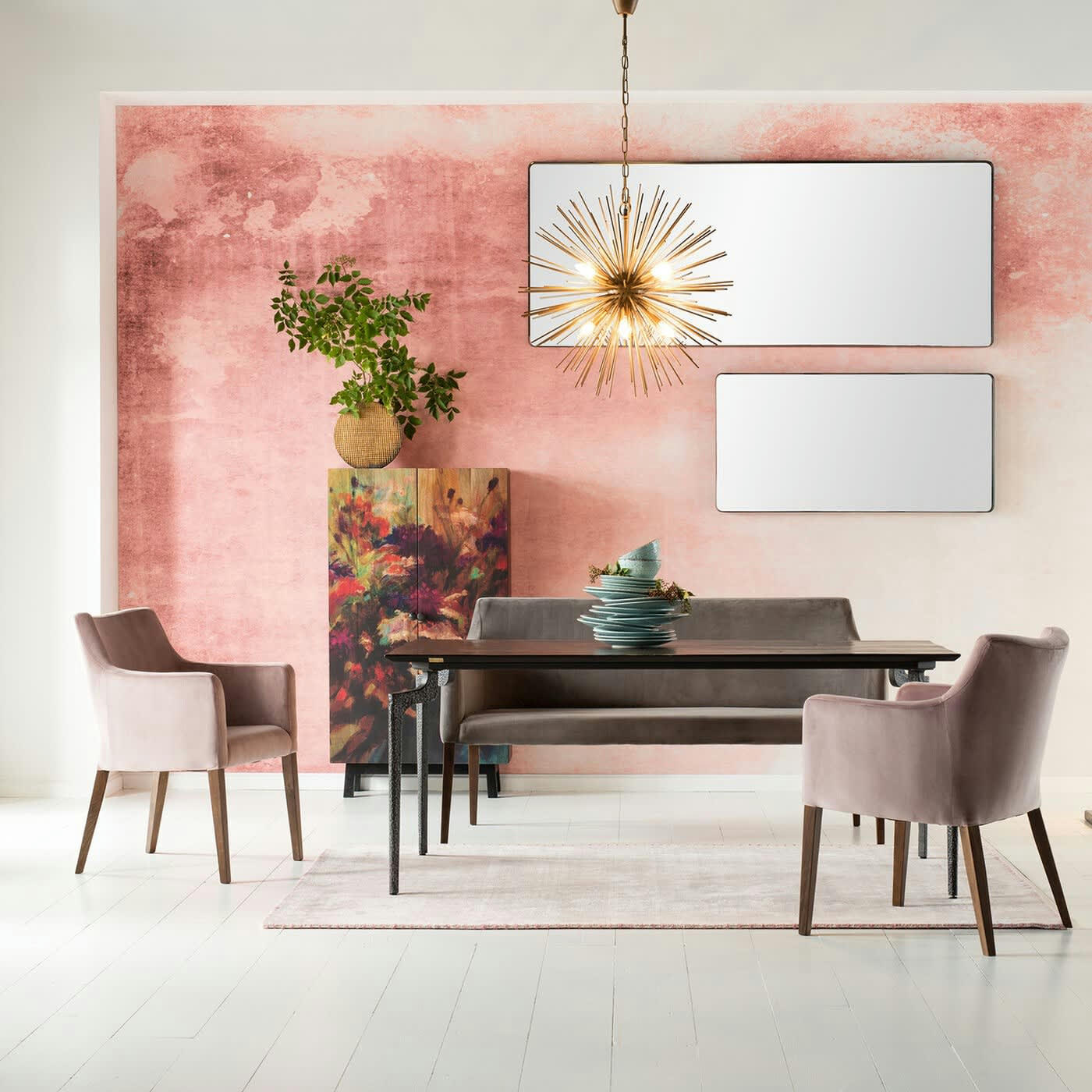 BUG - Table à manger 8 personnes en bois recyclé et acier L180