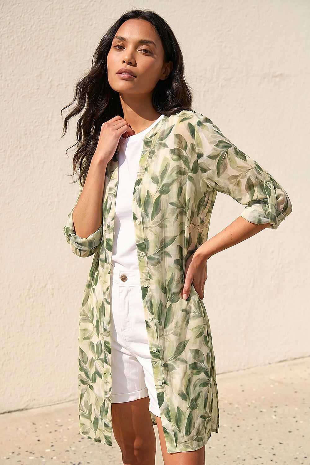 Roman Floral Print Longline Blouse