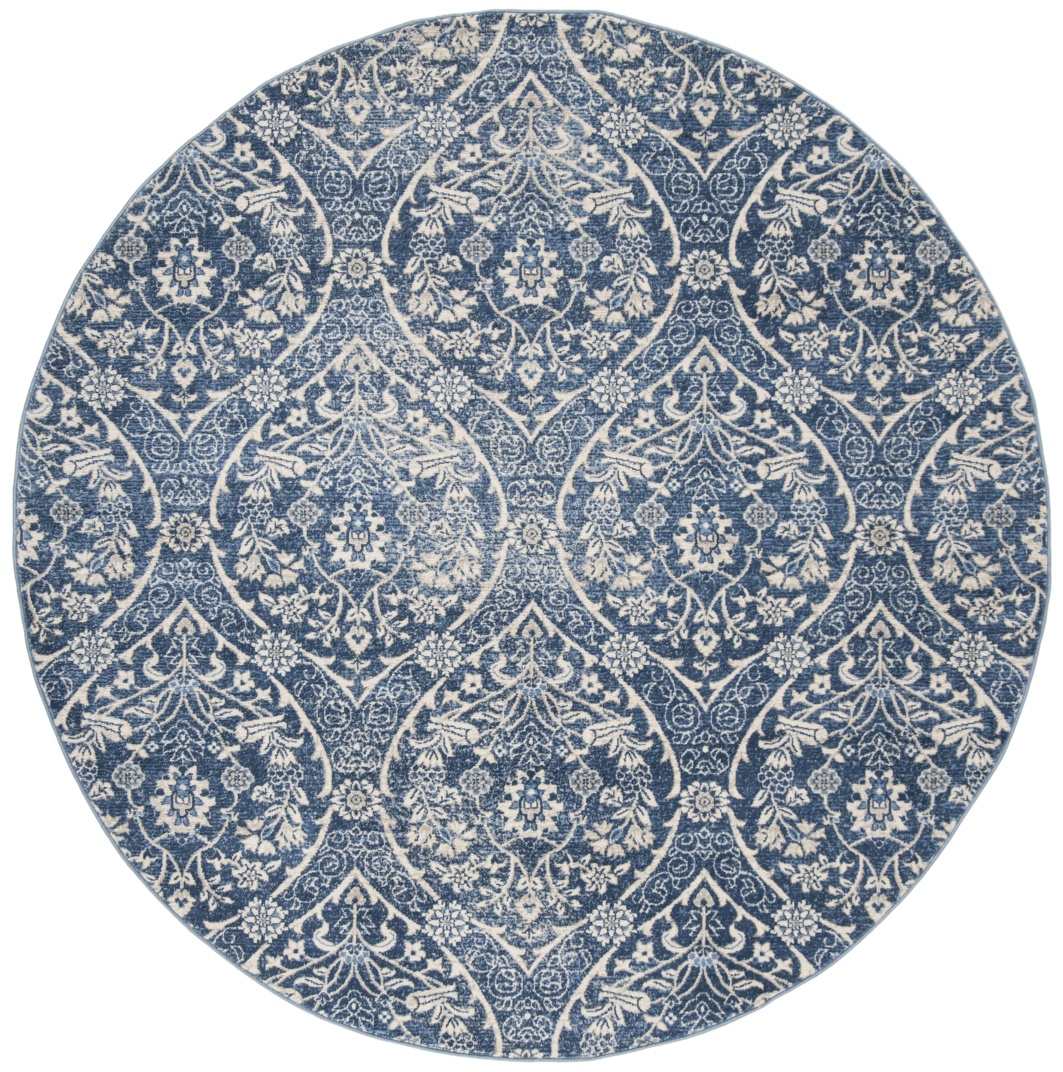 BRENTWOOD - Tapis de salon interieur en bleu marine & gris clair, 201 x 201 cm