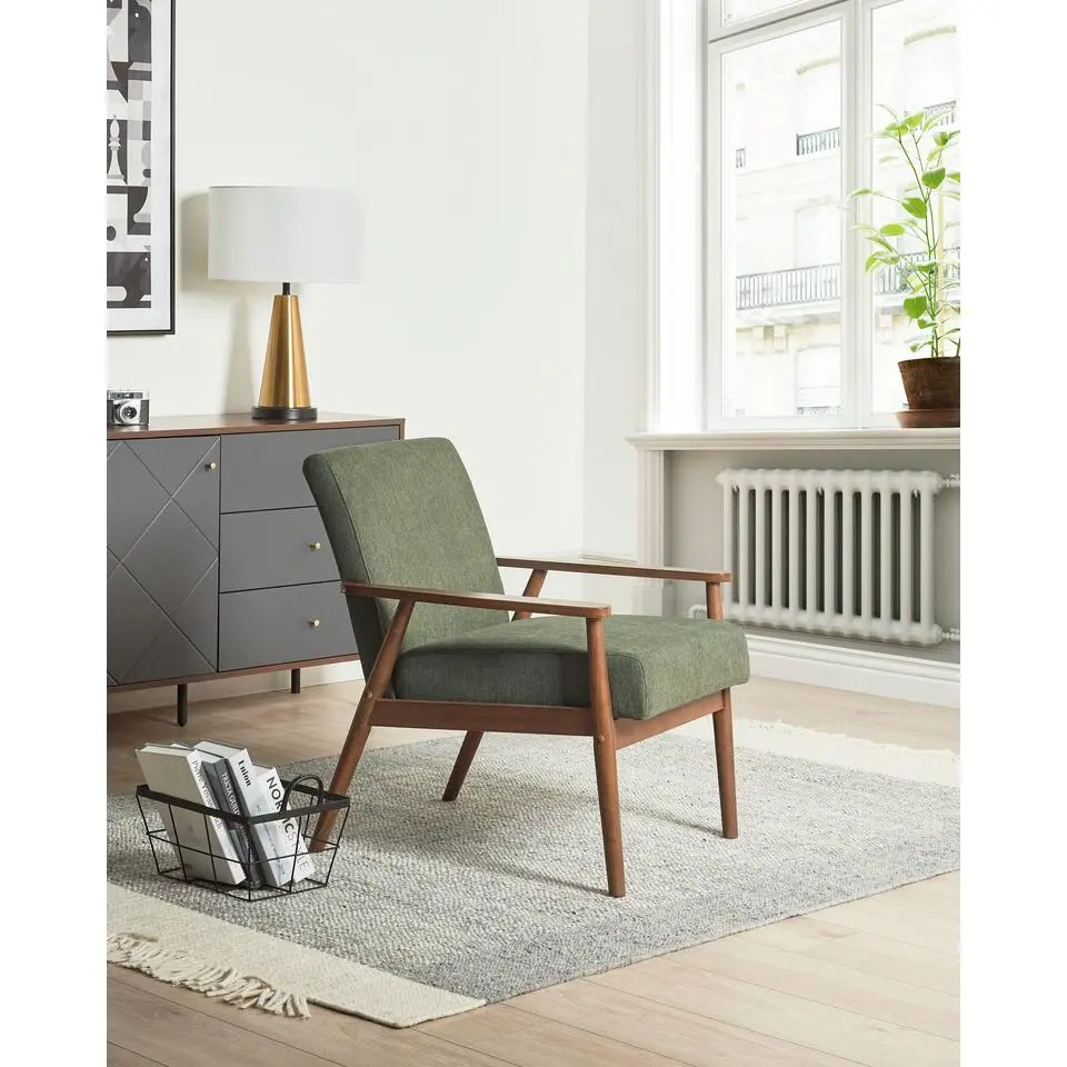 ESRUM - Fauteuil - Groen - Stof/Donker hout
