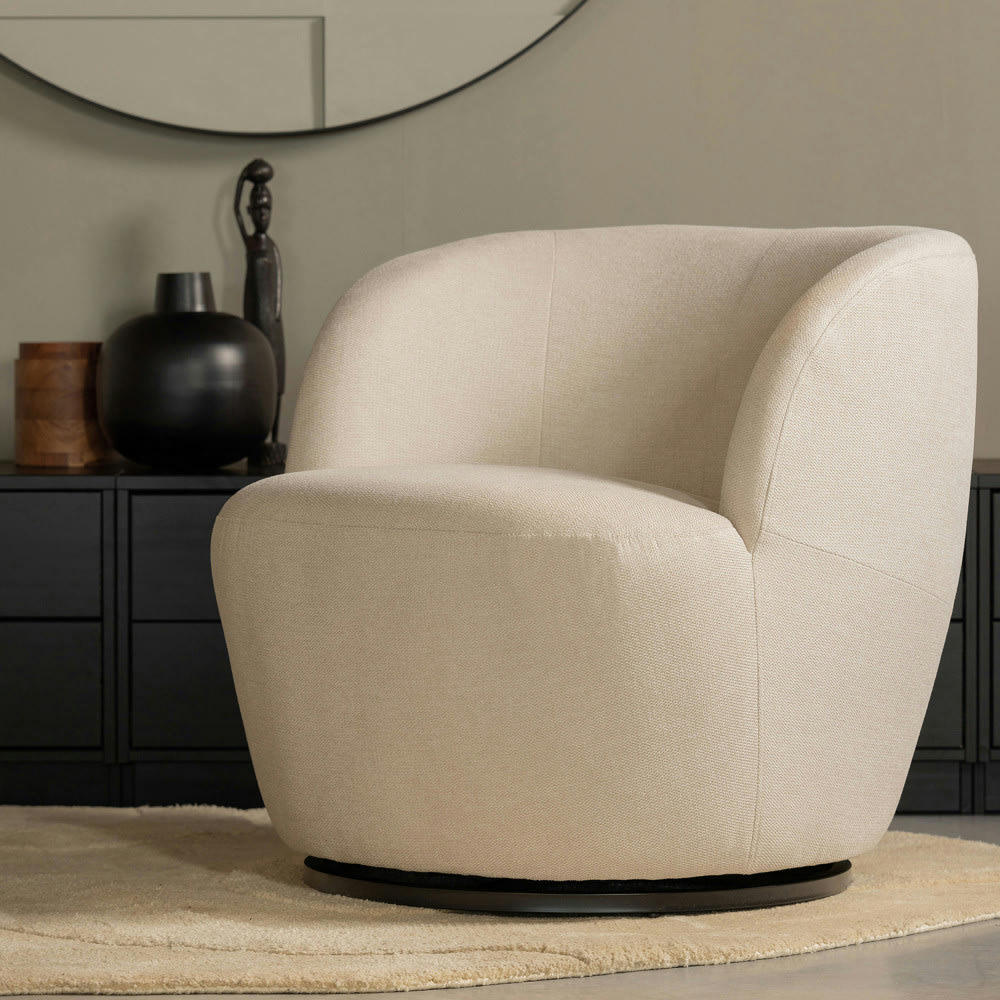 SERRA - Fauteuil pivotant design en tissu ecru