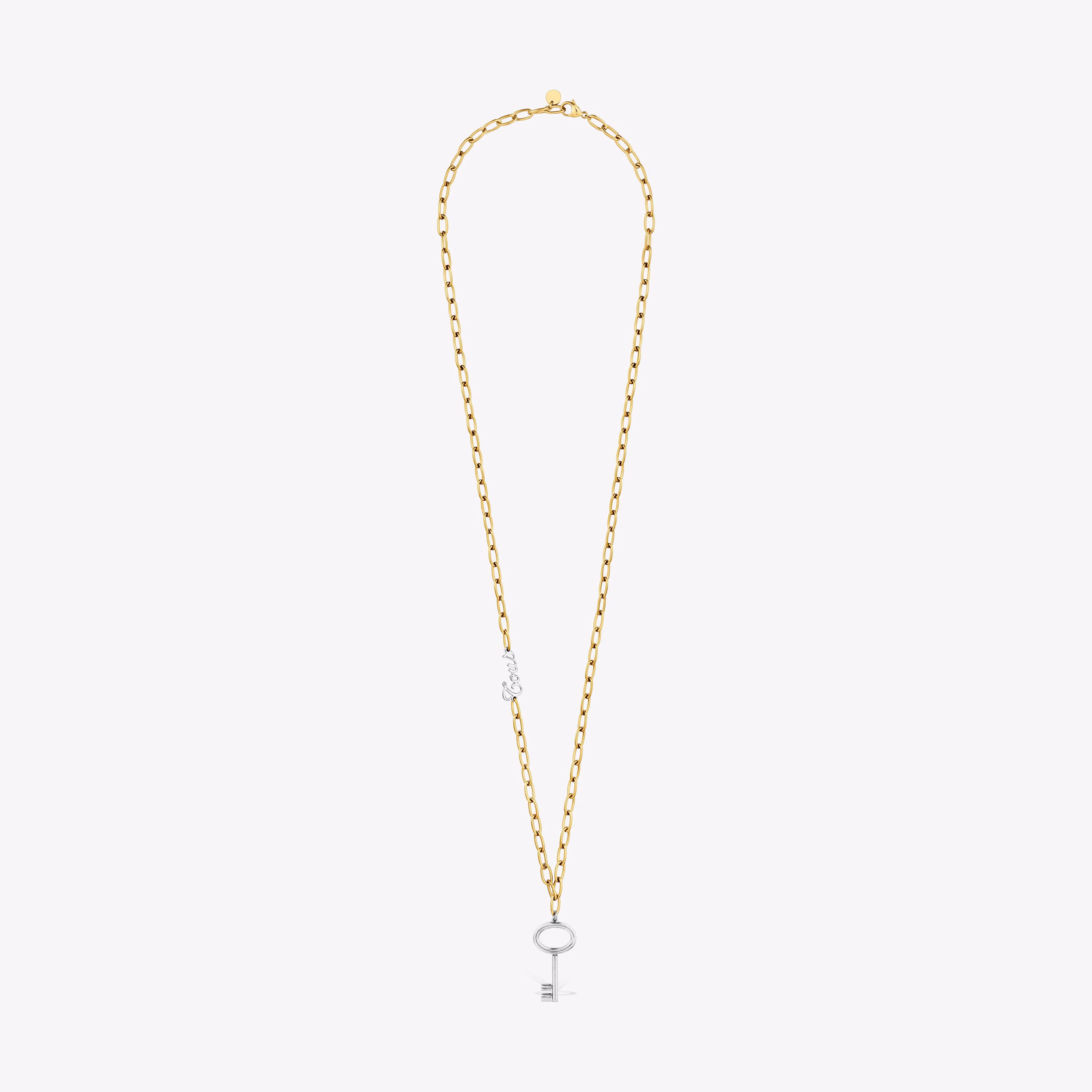 Collar largo cadena de acero bicolor y motivo llave TOUS Charming