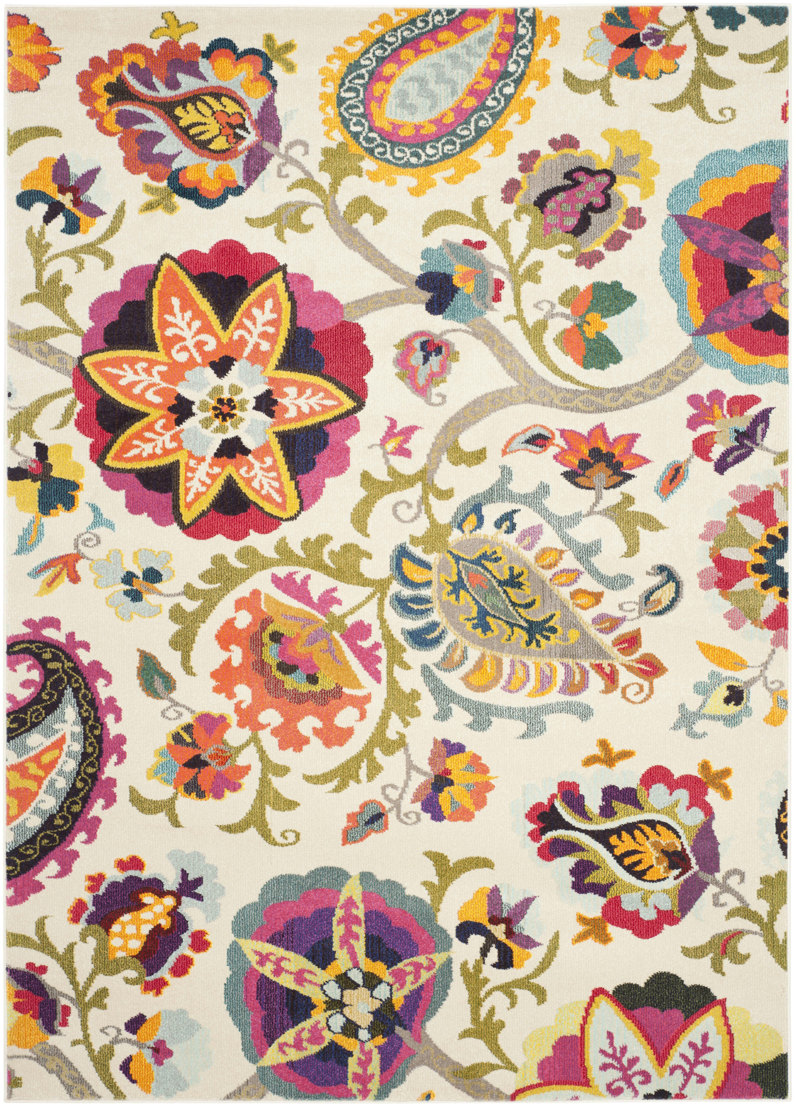 MONACO - Tapis de salon interieur en ivoire & multi, 201 x 279 cm