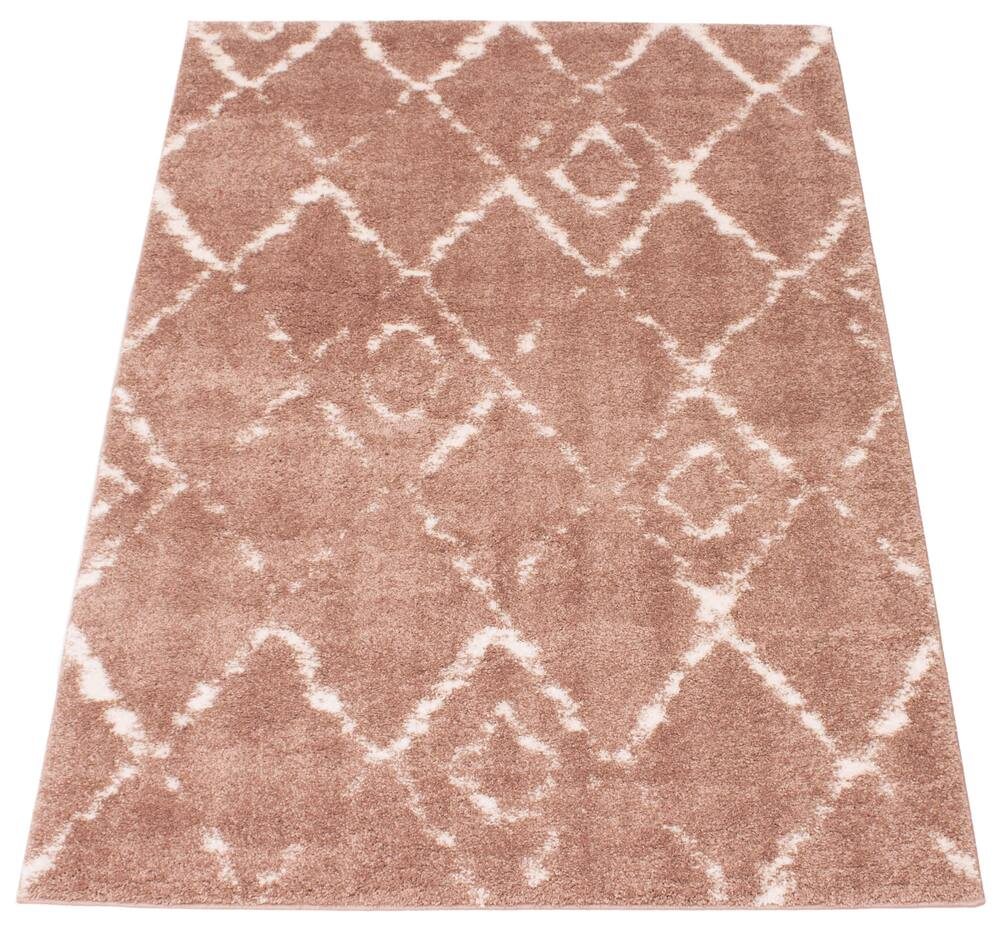 ECARPET Pandora Indoor Geometric Area Shag Rug, Pink, Assorted Sizes