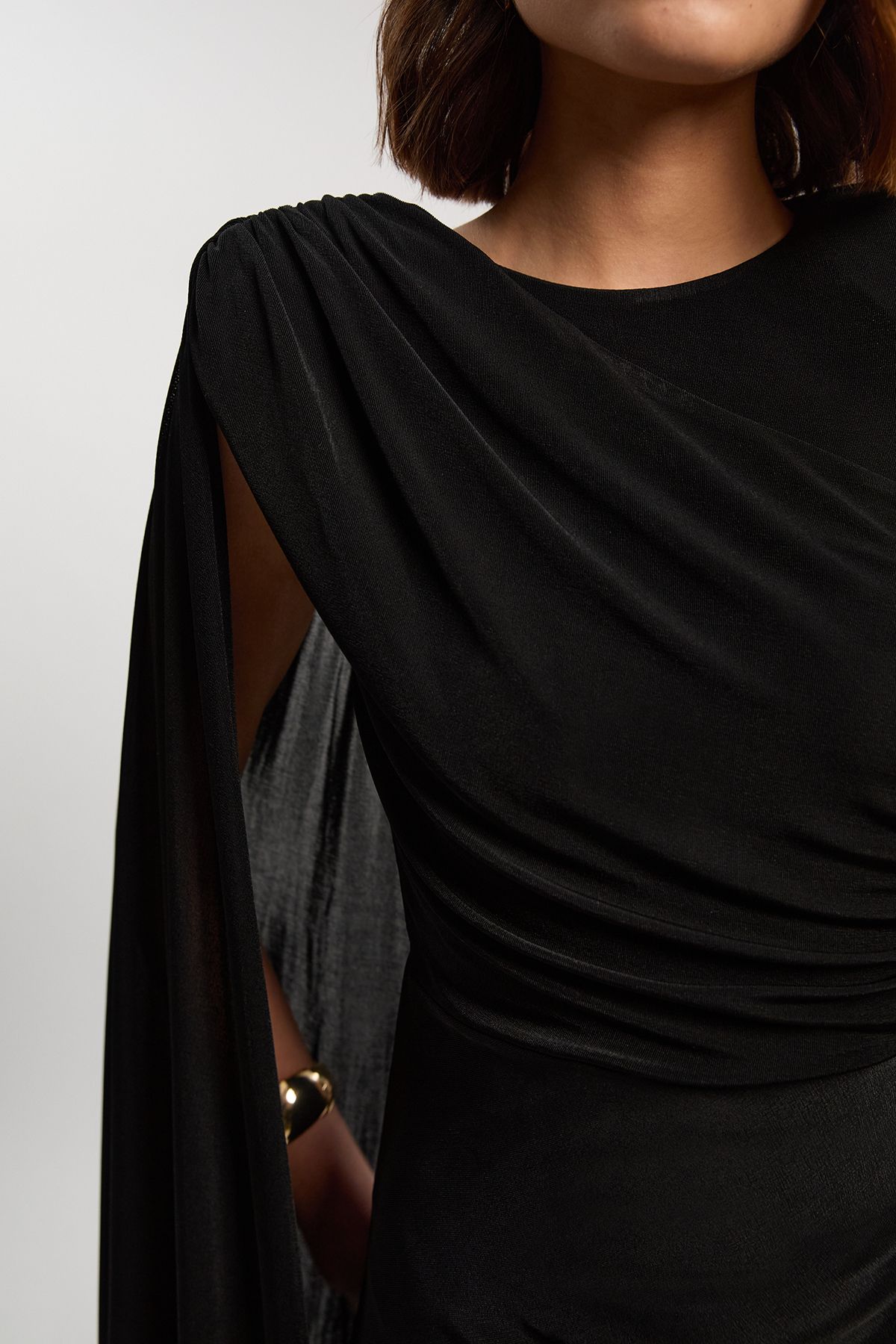 KarenMillen Premium Slinky Crepe Scarf Detail Maxi Dress