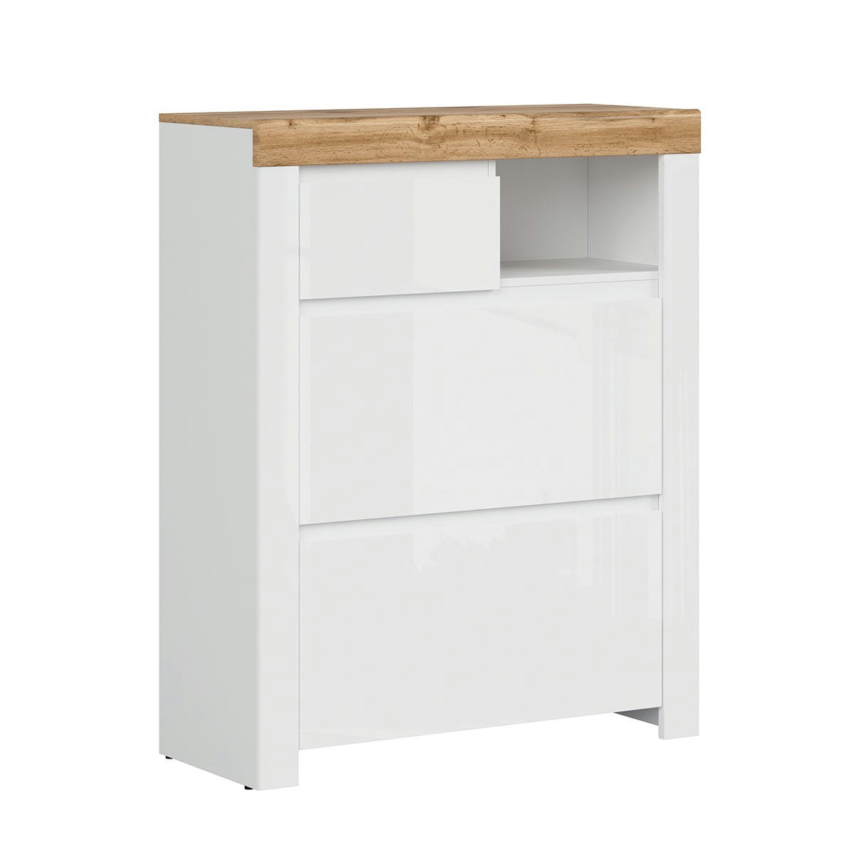 - Meuble chaussures haut blanc et naturel