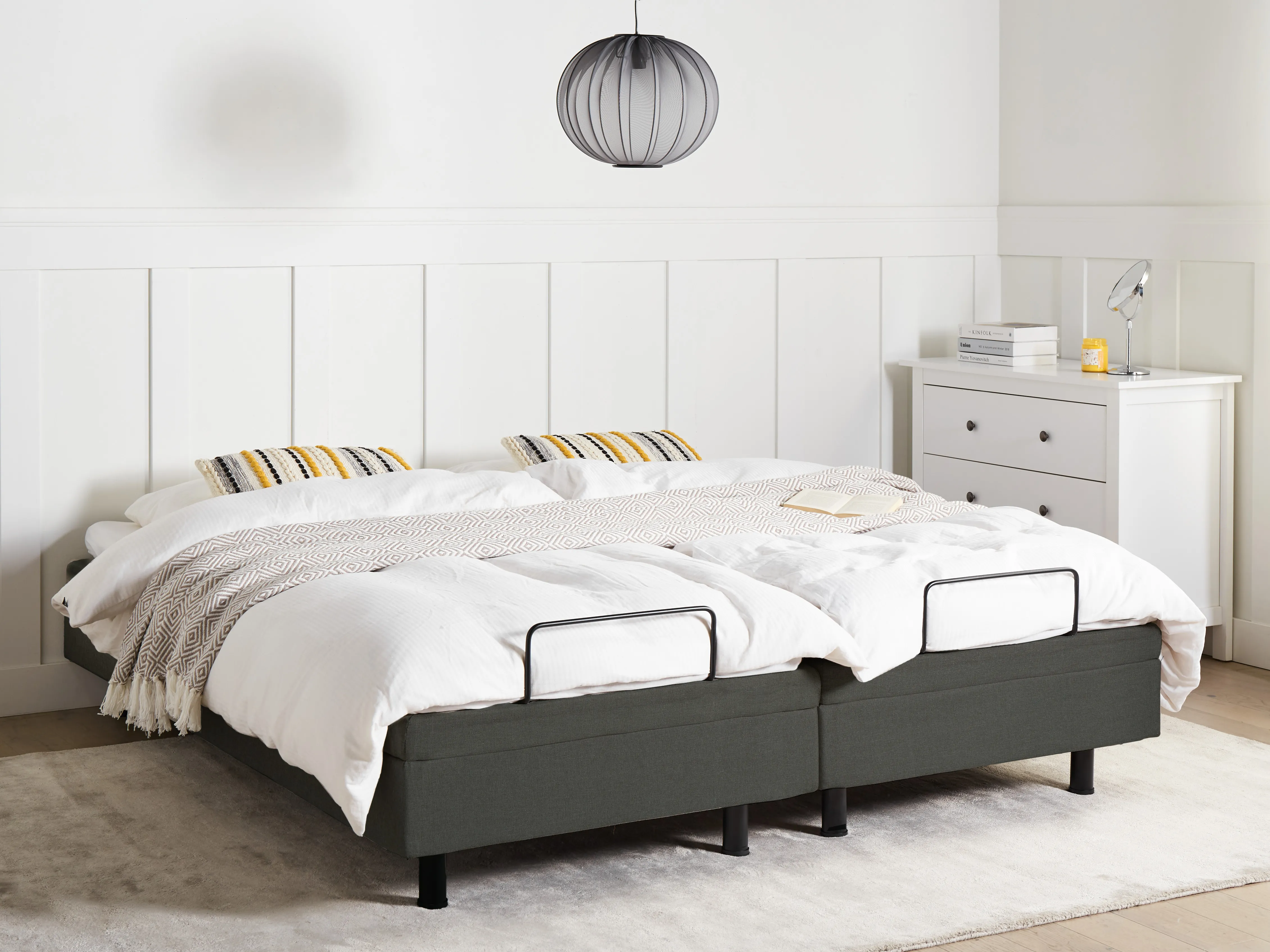 Adjustable Bed without Headboard Fabric CASTELLAN 160 x 200 cm (EU King Size) Dark Grey