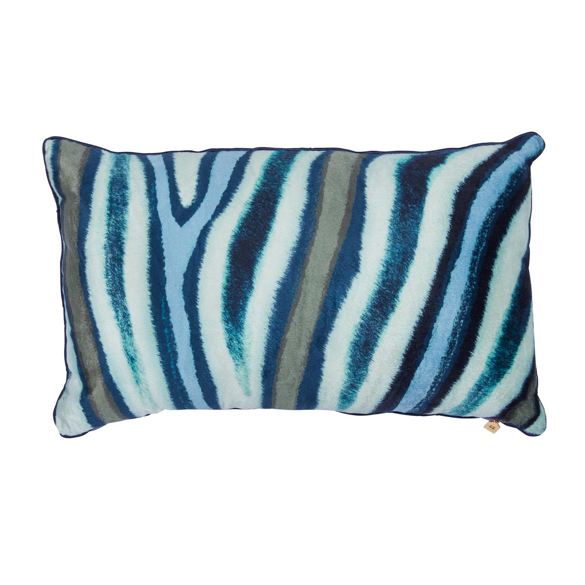 KAAT Amsterdam decoratiekussen Wild Stripes - 30x50 cm - blauw groen