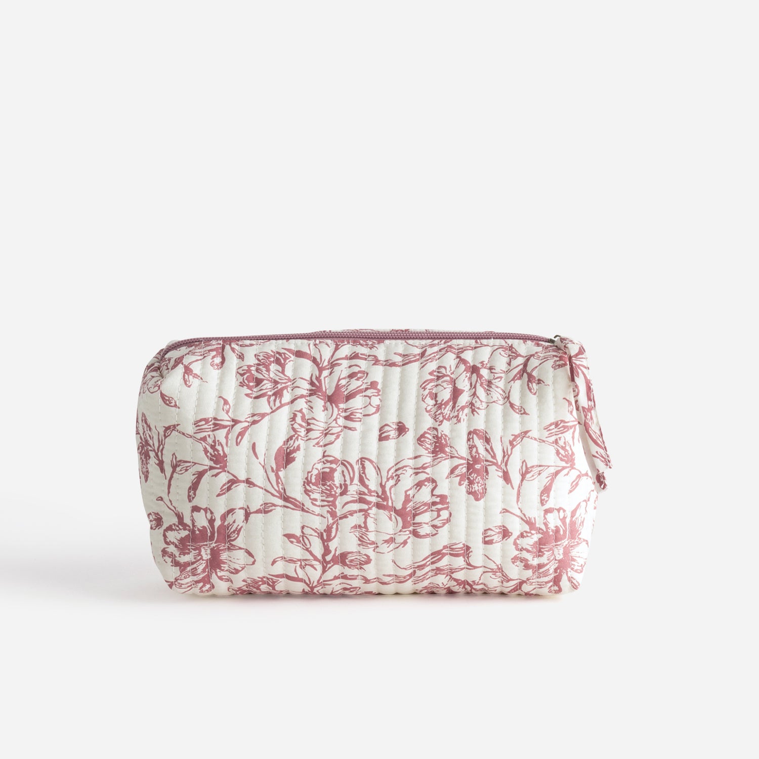 Pochette écrue motif fleurs roses