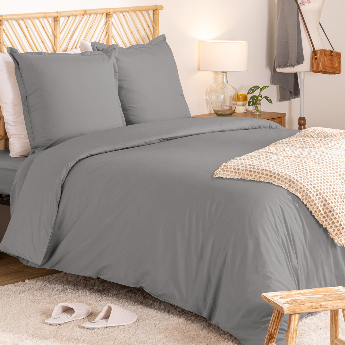 Bed linen set "Landiha" Percale, Beige linen, 240x220 cm