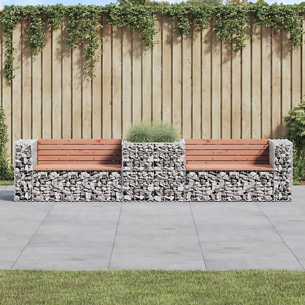 Banc de jardin avec panier en gabion bois massif de douglas vidaXL