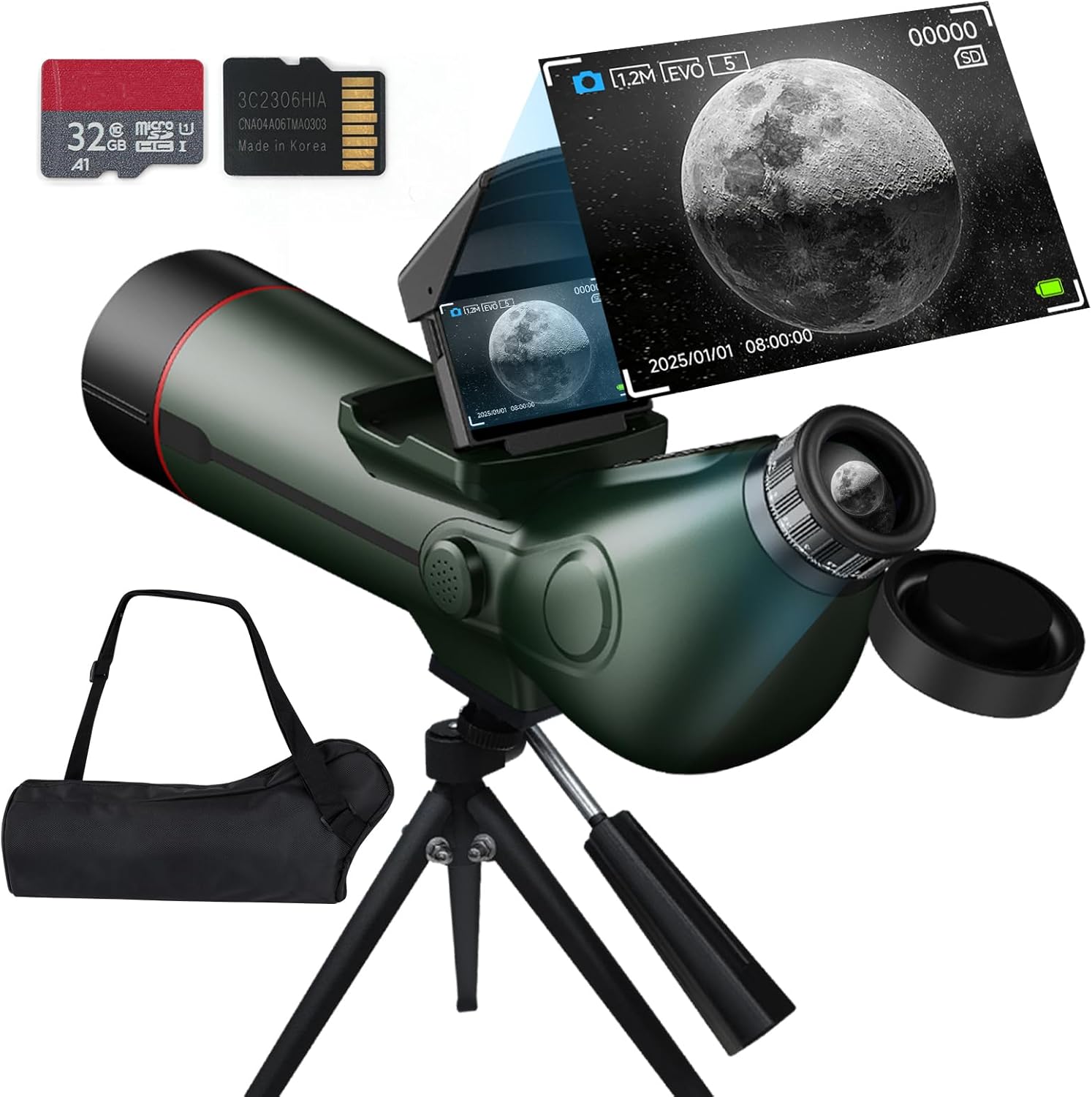 Smart Telescope  Professional Refractor Auto-focus Portable Digital Electronic Telescopes with 4K Astrophotography Camera  Internal And Externat Dual Screens Spotter for Adults and Beginners Astronomy