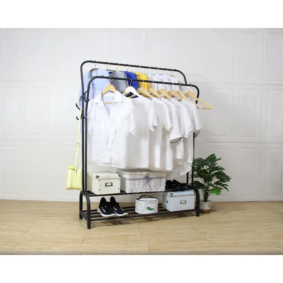 O'DADDY Dubbel Kledingrek met Schoenenrek - Zwart - 110x33x(137-157) cm