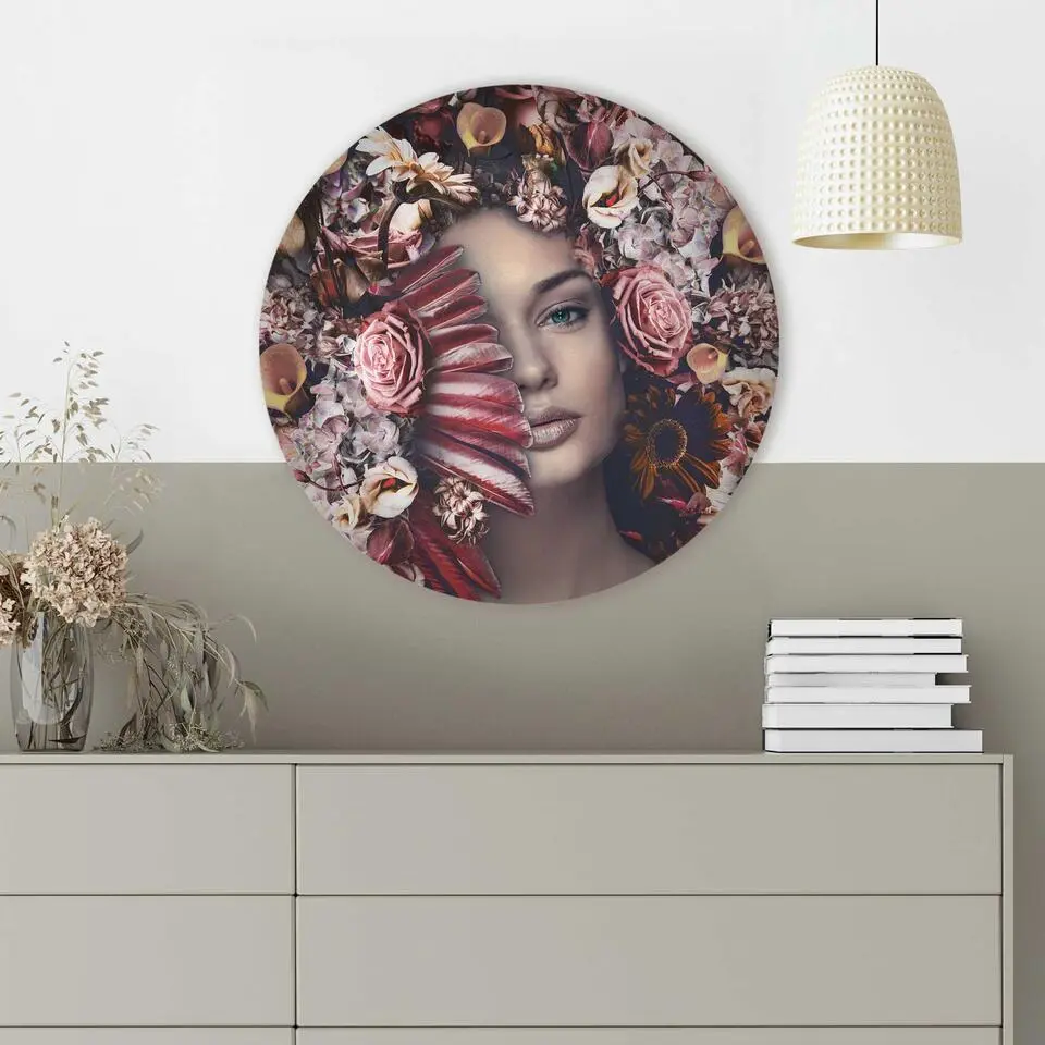 Glasschilderij Vleugels - &Oslash; 50 - Roze