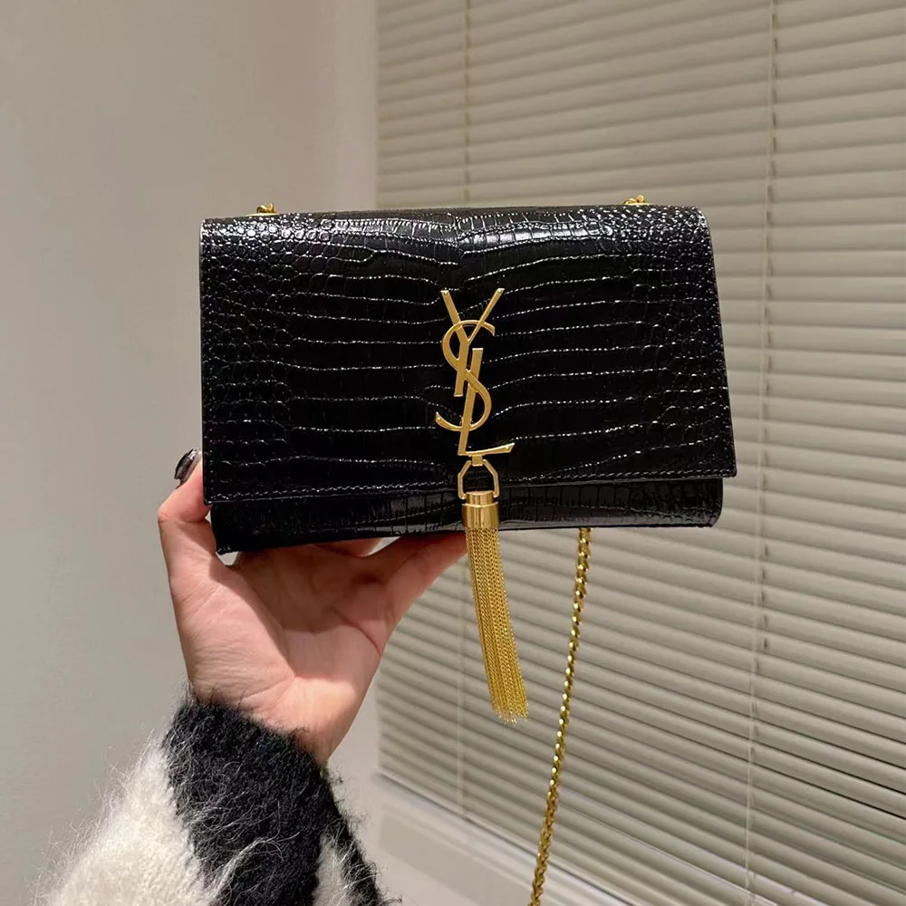 Saint Laurent YSL Kate Tassel Crocodile Leather Bag