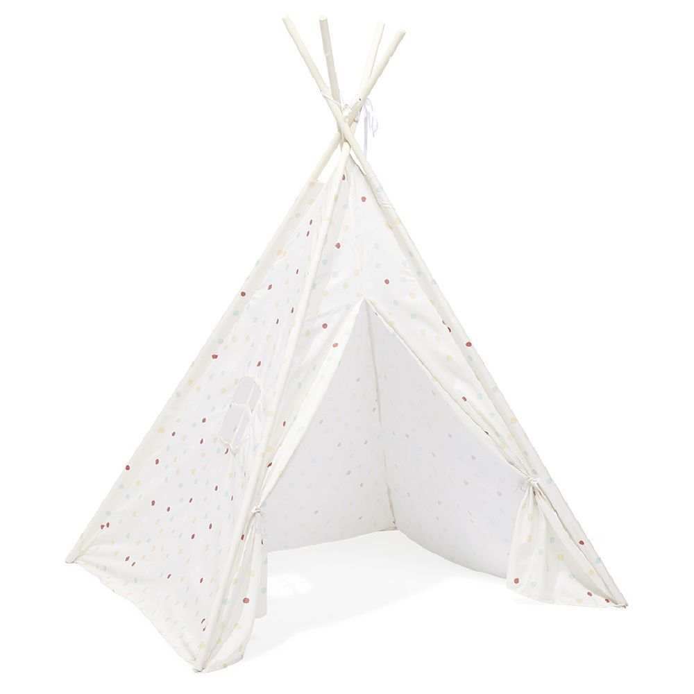 Tipi Flower polyester blanc à pois - L120xP120xH160 cm
