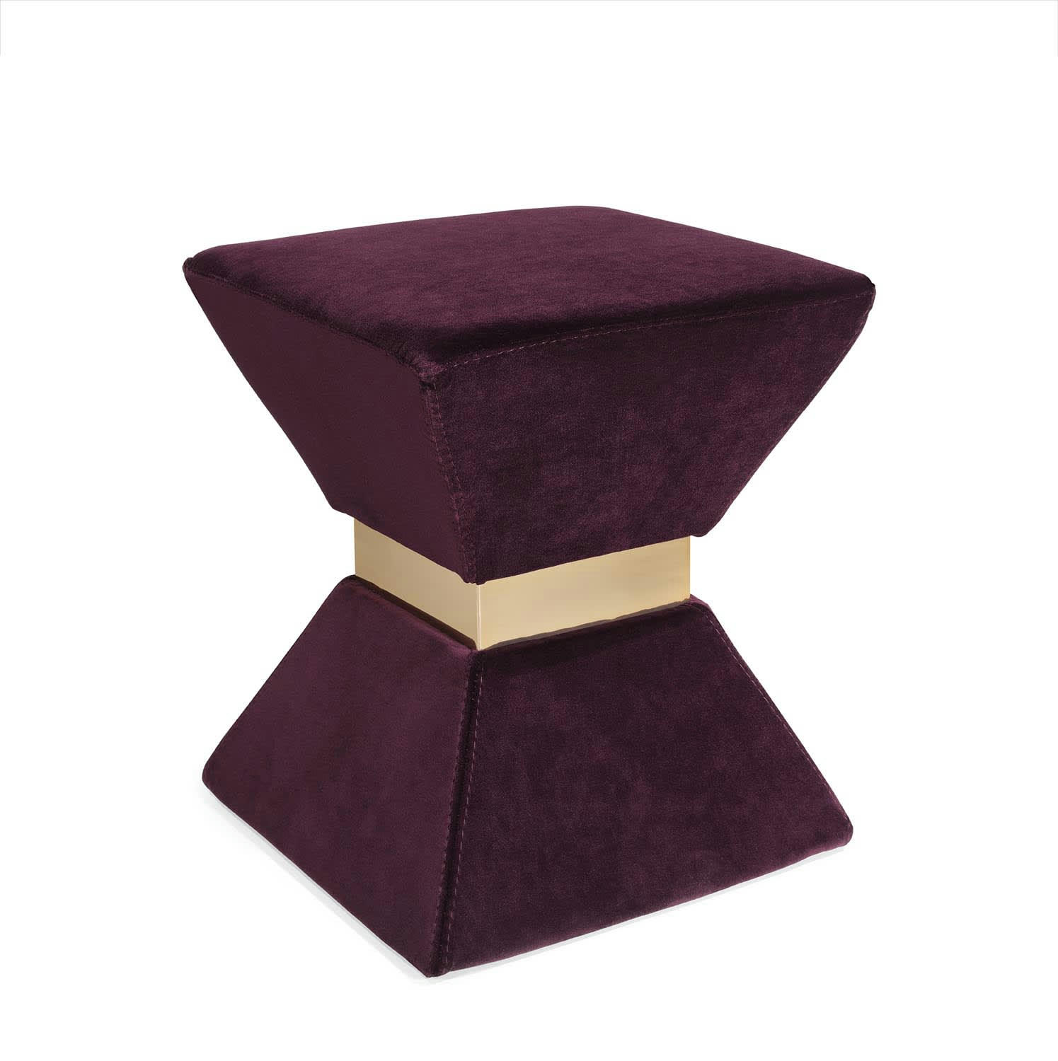 CLESSI - Pouf en velours violet et acier inoxydable