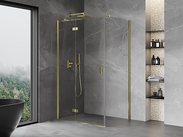 Mexen Mist-H T cabine de douche pivotante gauche 110 x 120 cm, transparent, or - 8A5T-110-120-50-00-L