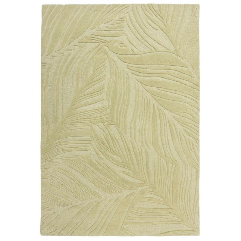 LEAF - Tapis de salon à reliefs en laine sauge Lino 120 x 170