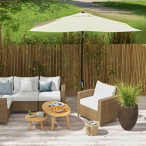 Parasol rectangulaire inclinable de jardin avec manivelle métal polyester haute densité anti UV 50  beige