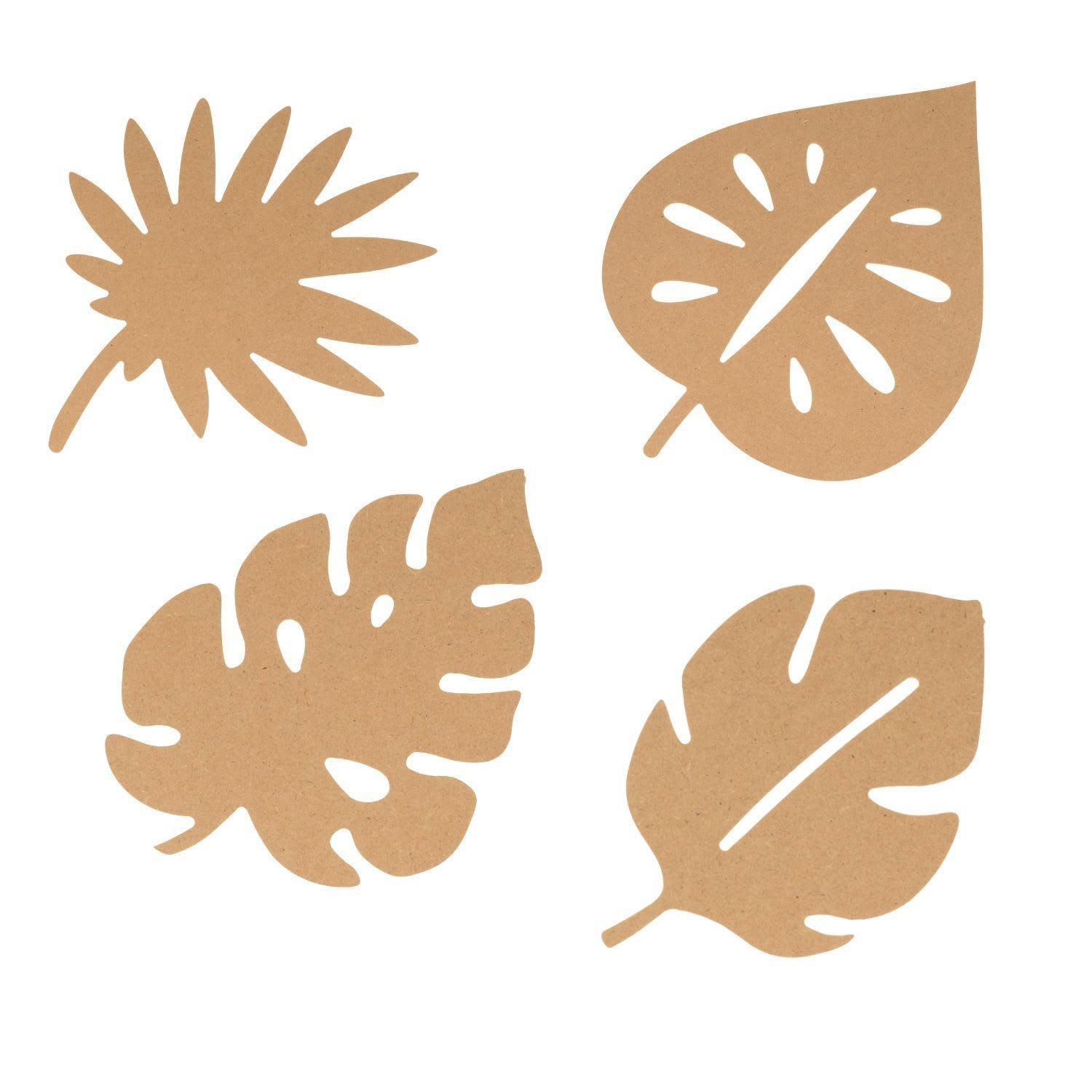 - 4 feuilles tropicales en bois 15cm