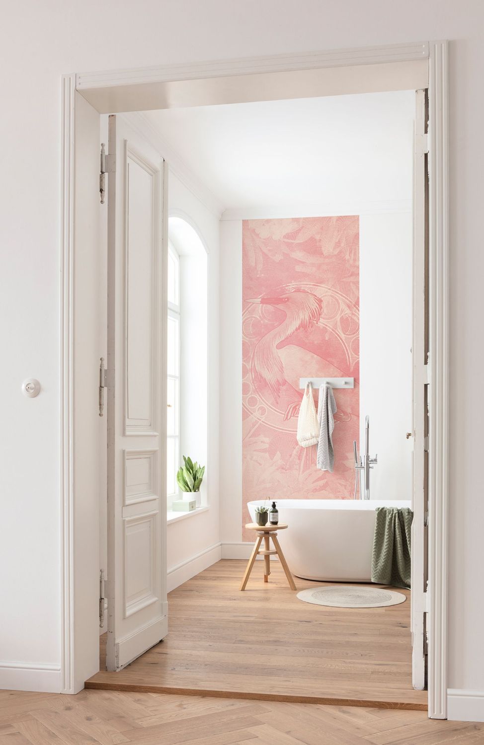 Sanders & Sanders fotobehang vogel roze - 100 x 280 cm - 611809