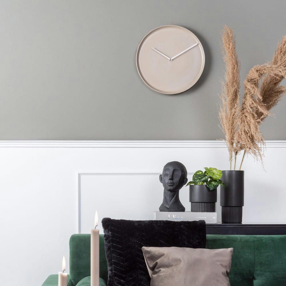 - Horloge plate en porcelaine gris diam 35cm