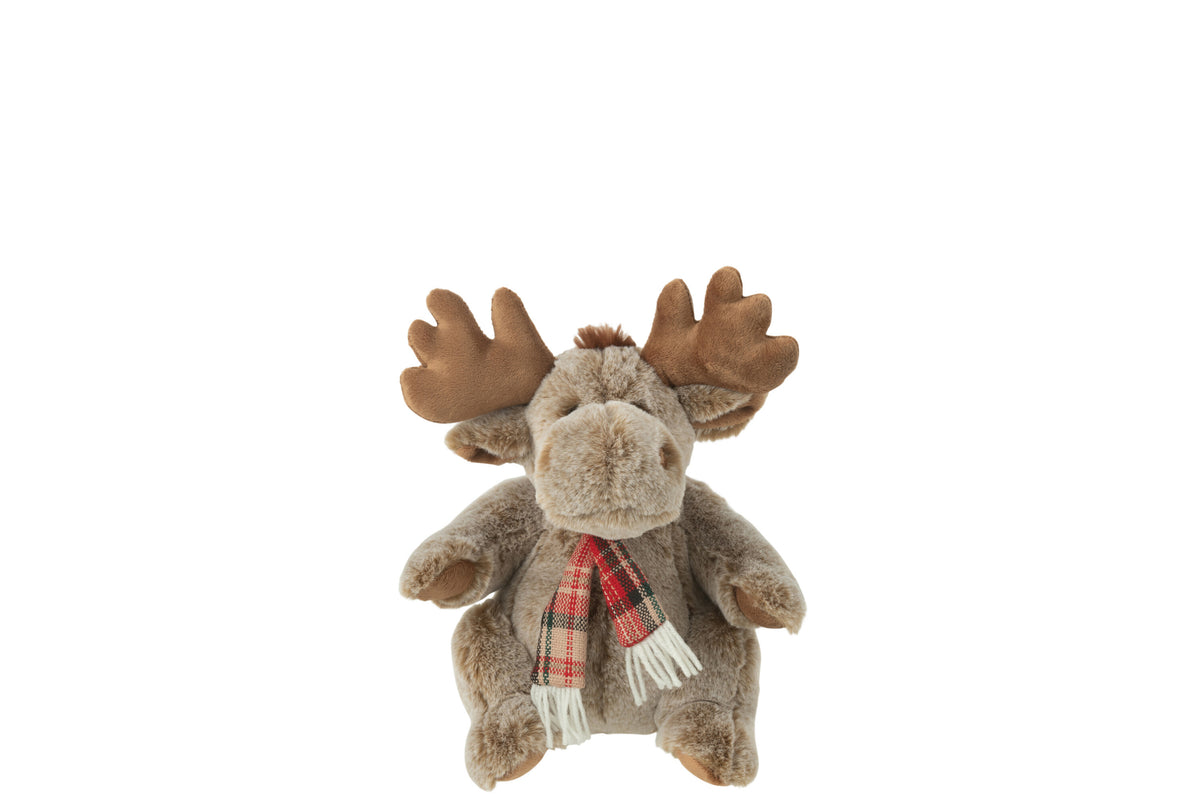 J-Line knuffel Rendier   Sjaal - polyester - bruin - small