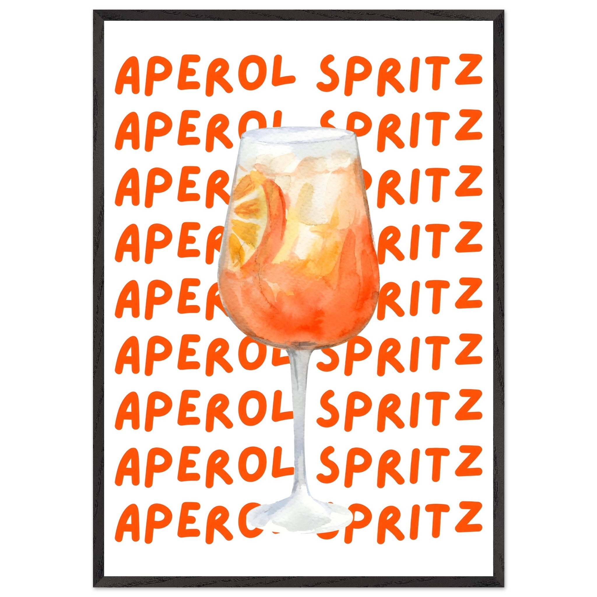 Artfulprints Poster met Lijst Aperol Spritz - Written behind the glass  - 70x100 cm - Oranje