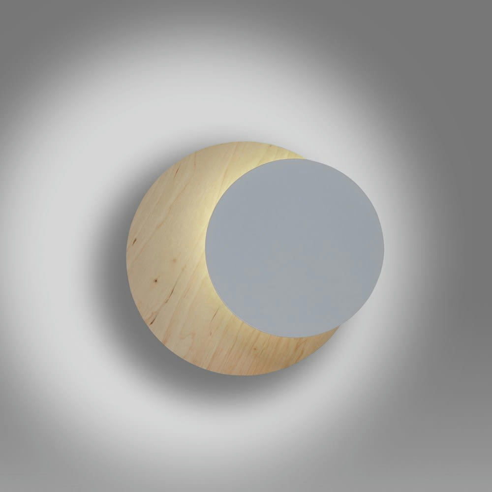 AURA - Applique nordique avec 2 pièces circulaires blanches et bois I