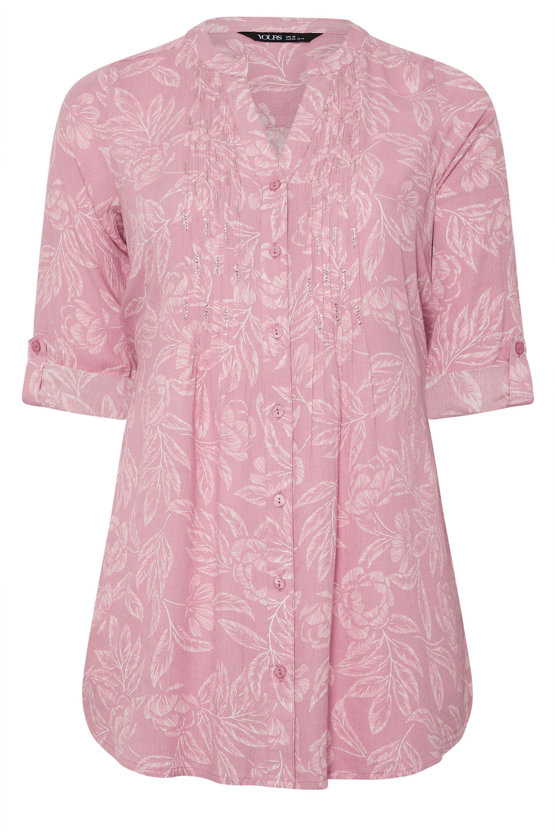 Yours Leaf Print Pintuck Blouse