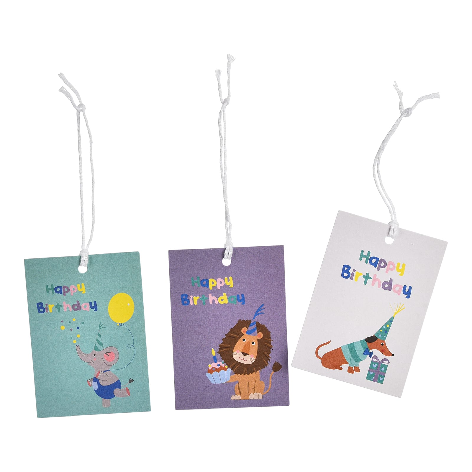Geschenkanhänger-Set Tierparty Bunt, 12 -tlg.