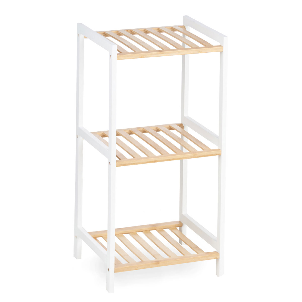 Estante com 3 prateleiras branca em bambu 70cm