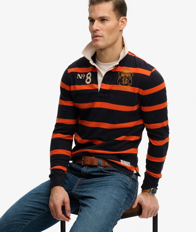 Double Emblem Stripe Rugby Top