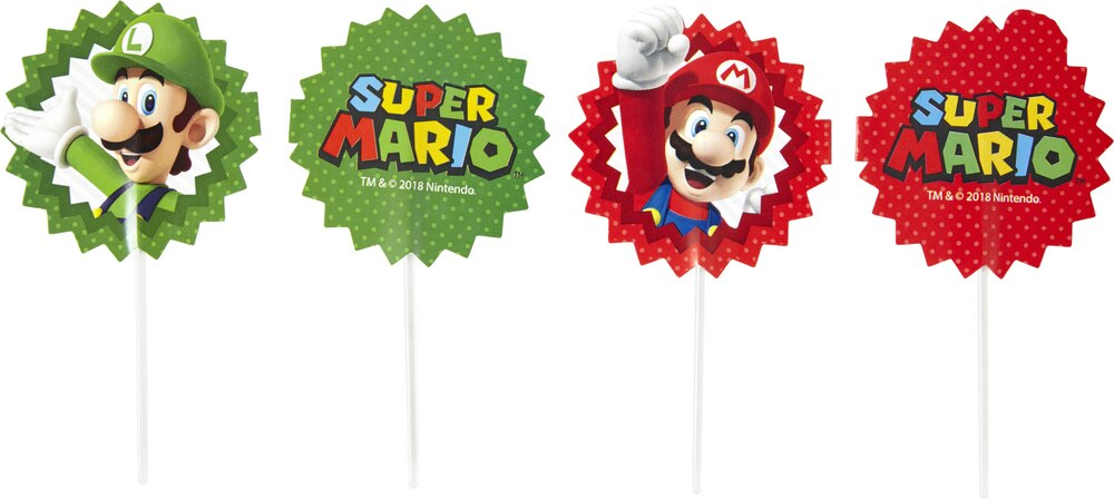 Wilton Super Mario Bros Fun Picks Cupcake Toppers, 24-pk