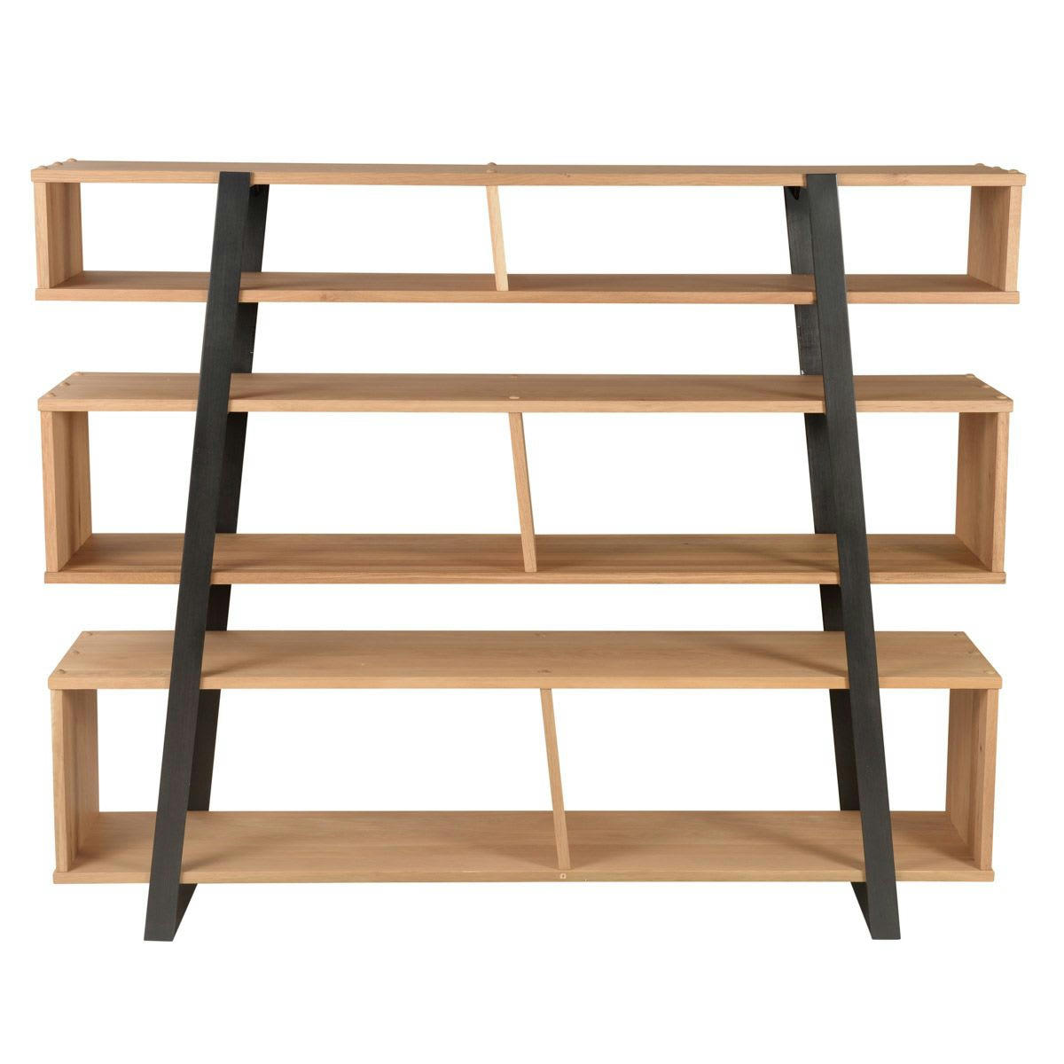 ECLYPSE - Bibliothèque chêne et métal 6 niches