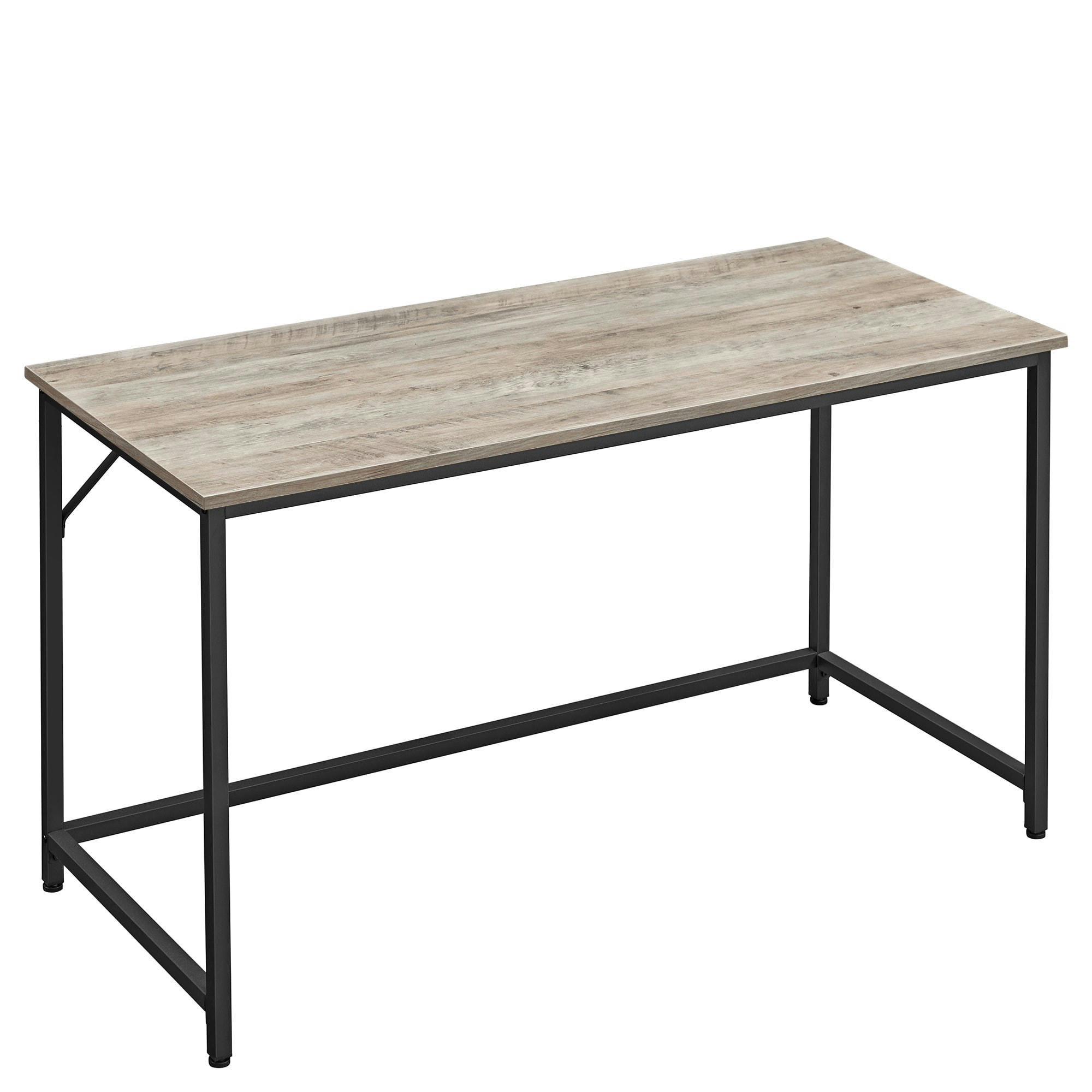 - Bureau 140 cm style industriel effet bois grège