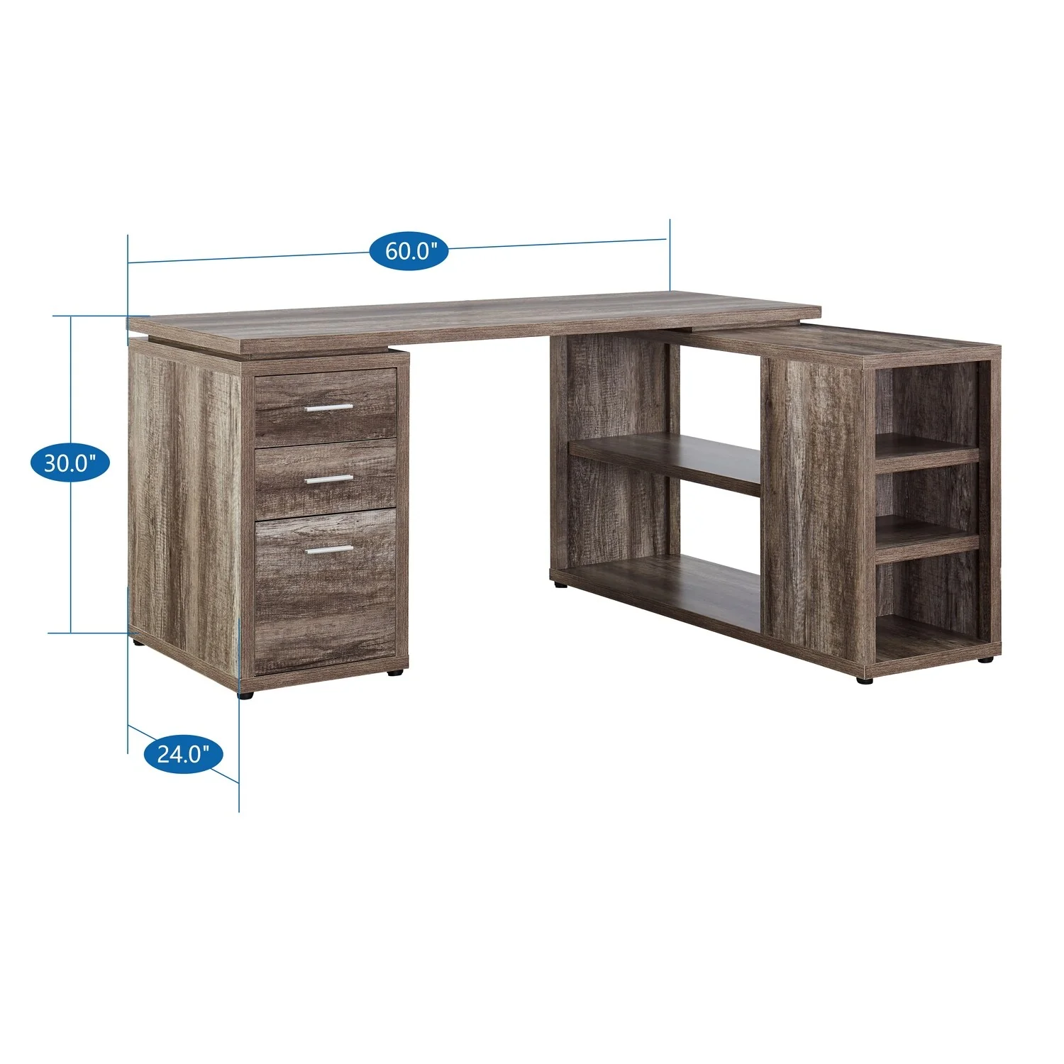 Executive L-Shaped Desk with Drawers, Large Modern Computer Desk with Storage Drawers, File Storage Desk for Home Office