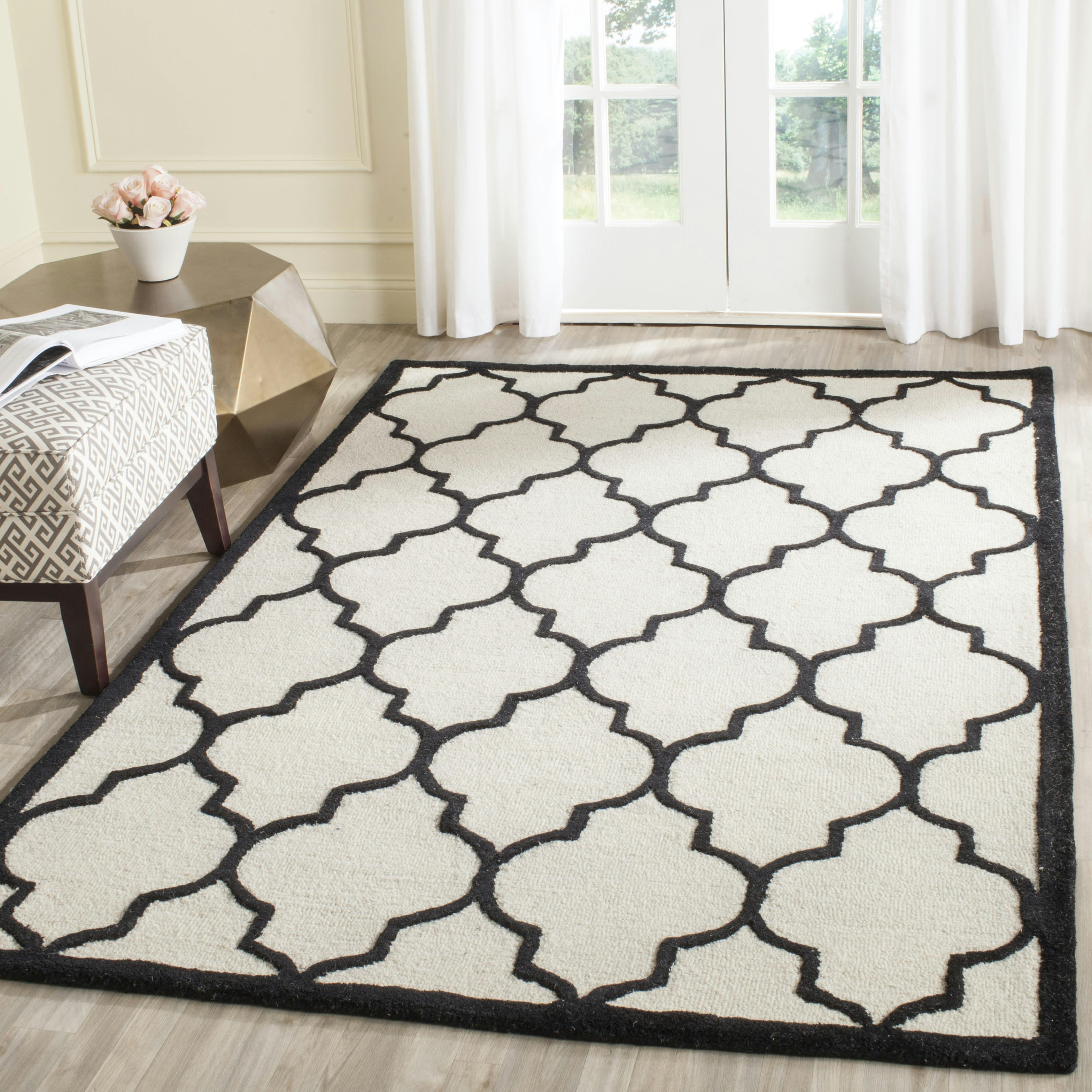 CAMBRIDGE - Tapis de salon interieur en  ivoire & noir, 183 x 274 cm