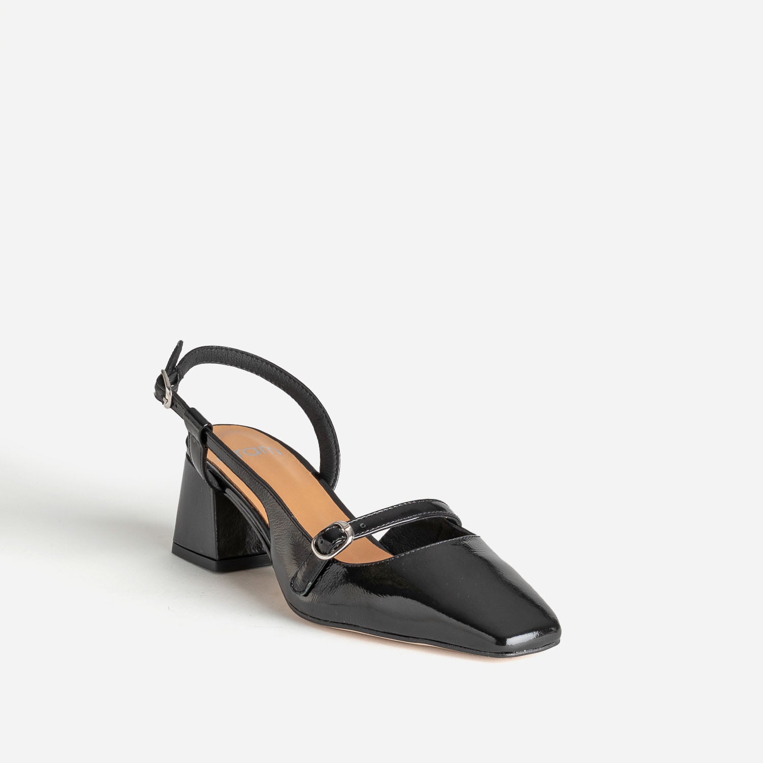 Escarpin slingback noir cuir verni