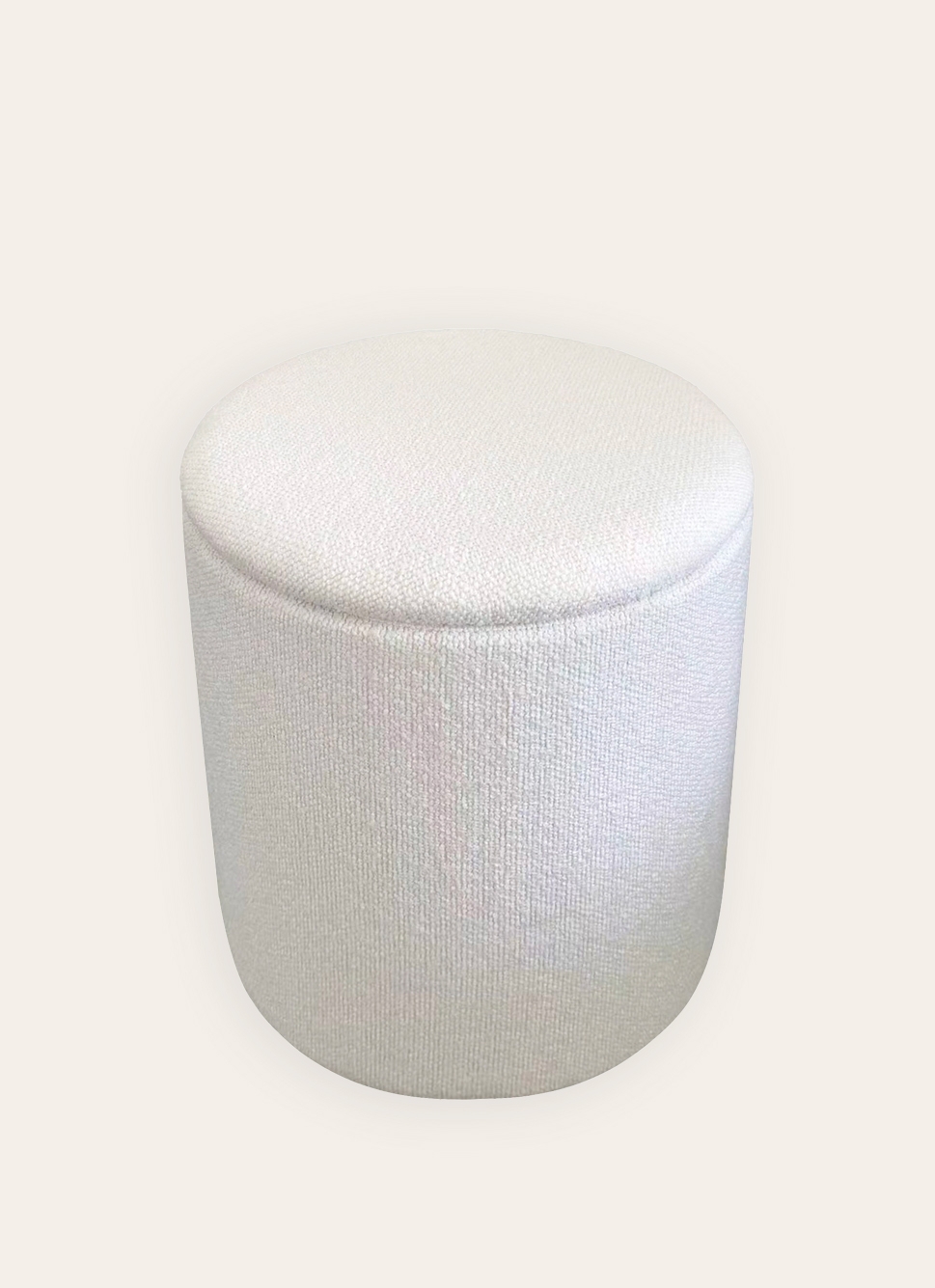POUF ROND EN BOUCLETTE COFFRE BLANC
