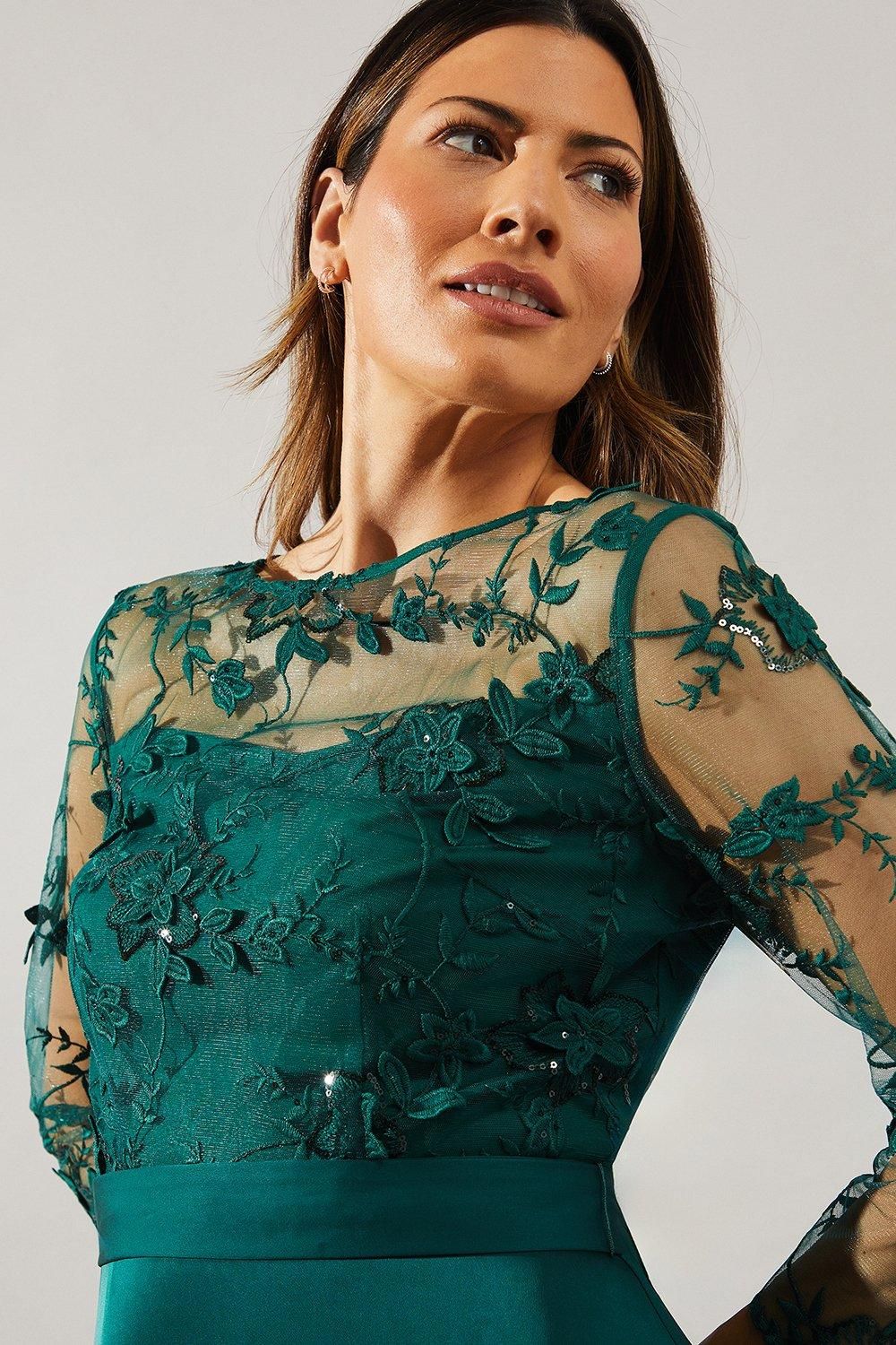 Wallis Satin And Mesh Overlay Fit And Flare Dress
