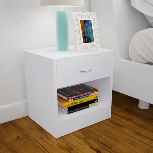 NNEVL Nightstand 2 pcs with Drawer White